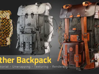 Leather Backpack Low-poly 3D model