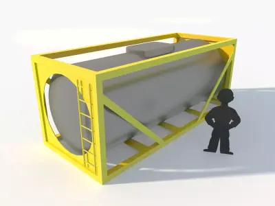 Oil Fuel Tank for Cargo Barge Ships Low-poly 3D model