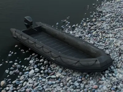 Inflatable boat Game ready PBR Low-poly 3D model