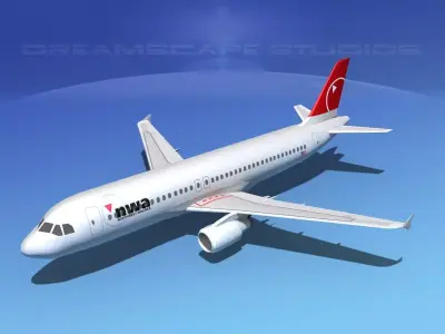 Airbus  A320 LP NWA Low-poly 3D model