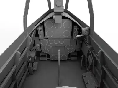 Cockpit Nakajima Ki 43 Oscar WWII Aircraft Low-poly 3D model