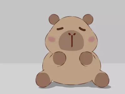 cute capybara 2D look in Blender Free low-poly 3D model