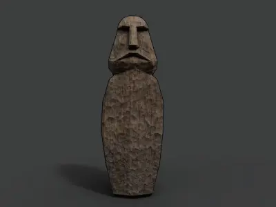 Slavic Wooden Medieval Settlement Totem Statue Low-poly 3D model