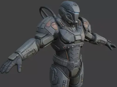 Futuristic sci-fi soldier 3D model