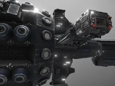 Station 42 - Mid to Low Poly Highly Detailed PBR Space Station Low-poly 3D model