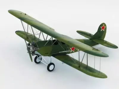 Po-2 Polikarpov Soviet biplane 3D model