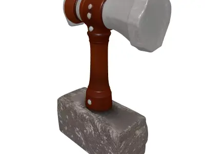 Weathered Stone Hammer 3D Model 3D model