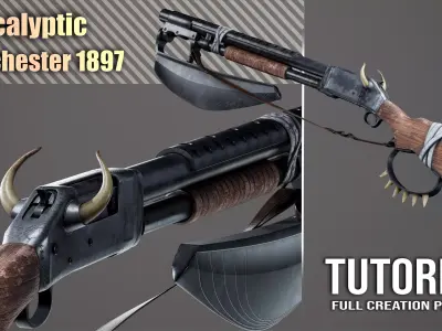 Apocalyptic Winchester 1897  3D Model plus Full Tutorial Low-poly 3D model