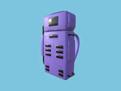 Astronaut Backpack 07 - Purple Black - Character Design Fashion Low-poly 3D model