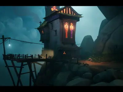 Stylized Perched Church Low-poly 3D model