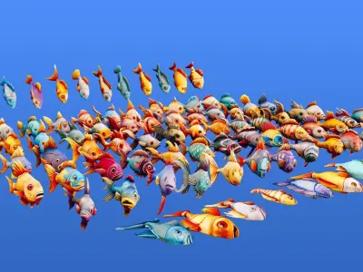 Stylized Fish Pack Low-poly 3D model