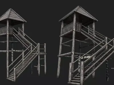 Viking Guard Tower Low-poly 3D model