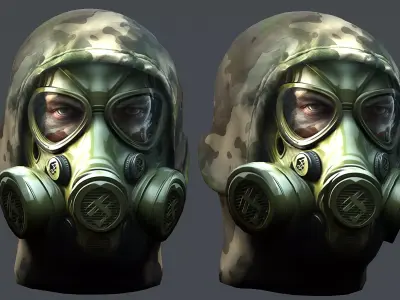 Gas mask helmet 3d model military combat Low-poly Low-poly 3D model