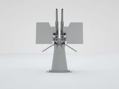 20mm Oerlikon Twin Anti Air Machine Gun Mk24 Mount 3D model