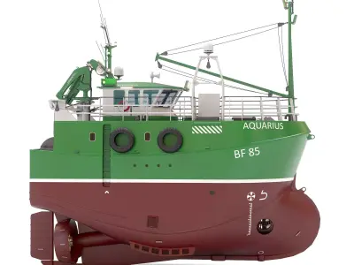 Fishing Trawler Green 3D model
