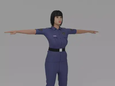 Police Woman Low-poly 3D model