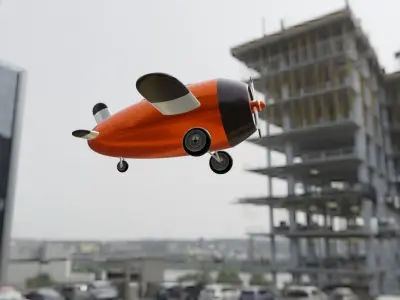 Cute Aeroplan Cartoon low poly 3d model Low-poly 3D model