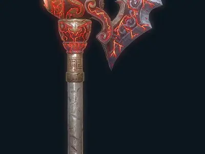 FireAxe 3D LowPoly Game Model Weapon Free low-poly 3D model