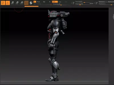 012 Futuristic Armored Sci-Fi Soldier 180cm Fantasy Character GR Low-poly 3D model