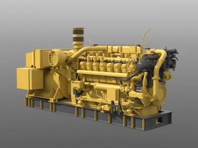 3D model Marine Propulsion Engine with Generator 3D model