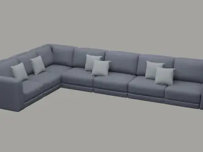 Pale Blue Sectional Sofa Set 3D model