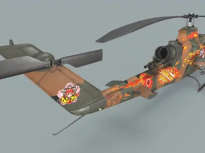 Bell AH-1S Cobra JGSDF Akane Kisarazu Basic Animation Low-poly 3D model