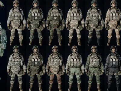 Modular AAA US-SOLDIER Low-poly 3D model