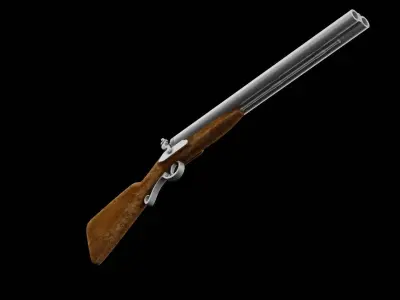 Double Barrel Rifle Low-poly 3D model