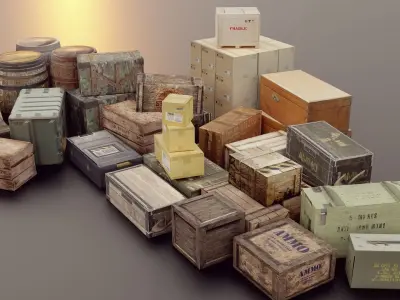 Ammo Box Pack Low-poly 3D model