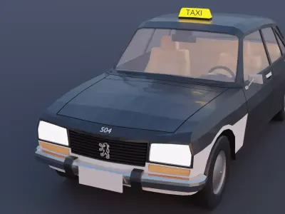 Faceted-concept iconic Peugeot 504 Taxi Free 3D model