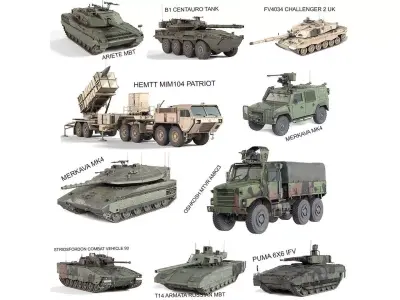 10 Military Vehicles Collection v6 Low-poly 3D model