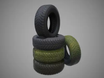 Low poly Tire 03 PBR Game-ready Low-poly 3D model