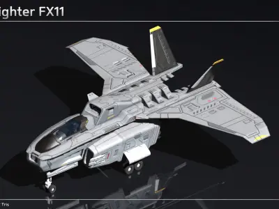 Scifi Fighter FX11 Low-poly 3D model