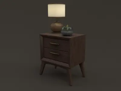 Tobacco Wood Nightstand Free low-poly 3D model