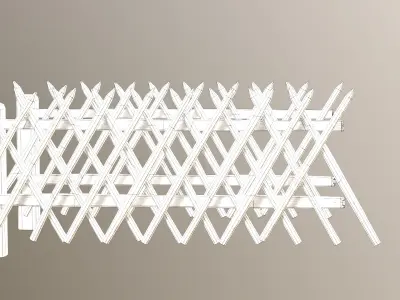 Rustic Wooden Fence village country fencing railing Low-poly 3D model