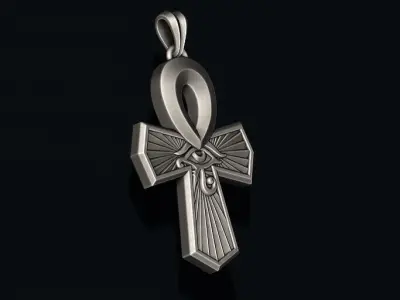 Horus eye ankh cross pendant 3D print model