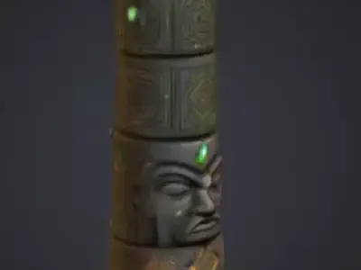 Emerald Totem Low-poly 3D model