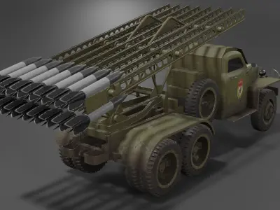 BM-13N Katyusha multiple rocket launcher  Low-poly 3D model