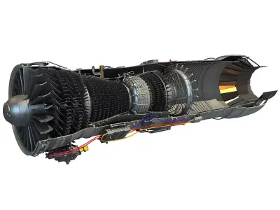 Turbofan Aircraft Engine Cutaway 3D model