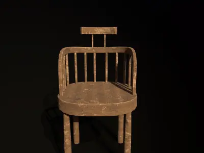 chair 3d model wooden Low-poly 3D model