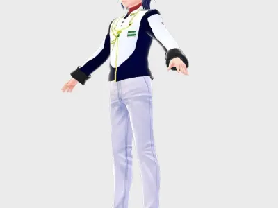ANIME MILITARY CHARACTER 3D MODEL FOR VTUBER Low-poly 3D model