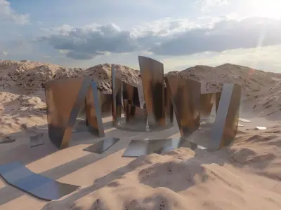 Futuristic Desert Retreat- Modern Oasis 3D model