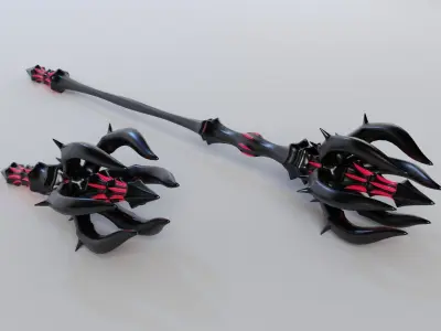 Magic Staff and Artifact Low-poly 3D model