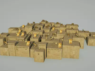 Prehistoric neolithic structures village 3D model