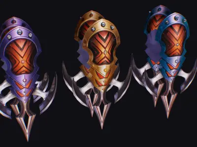 Claw Hand Futuristic Claws Glove Blade Cutting Edged Wedge Low-poly 3D model