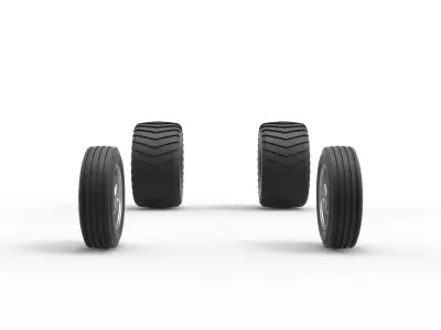 Wheel set of 2wd Pulling truck Scale 1 to 25 3D print model