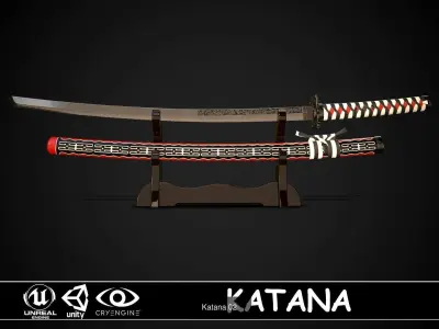 Set of japanese swords 02 3D Model Collection