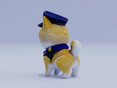 Shiba inu Cute Dog Puppy Police Uniform Low-poly 3D model