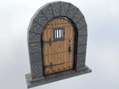 Medieval Door Low-poly 3D model