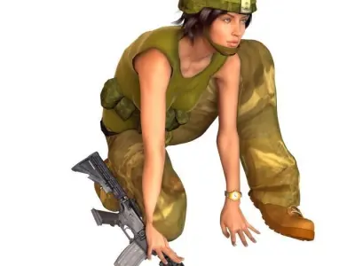 Army girl Low-poly 3D model